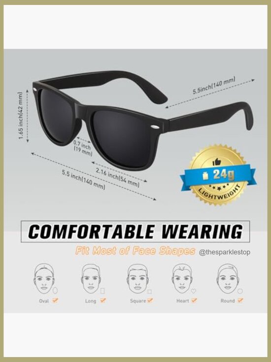 Retro Polarized Sunglasses Lightweight UV400 Protection Driving Fishing Golf